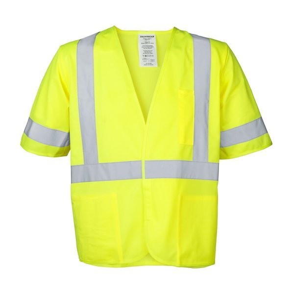 Polyester Mesh Safety Vest Class 3 w/ 3 Pockets (Lime/2X-Large), Ironwear, Mfr#: 1291-L-2XL
